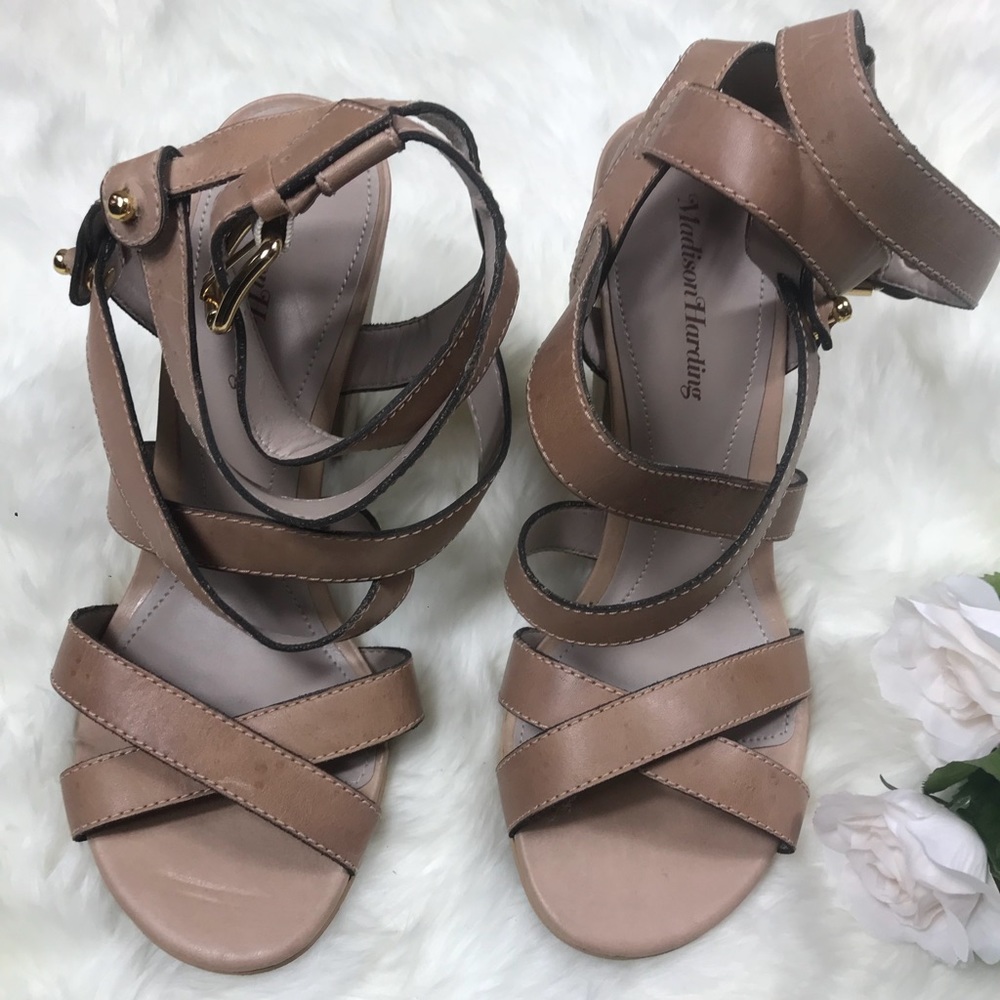 Madison harding shoes straps heels sandals beige women’s size 11